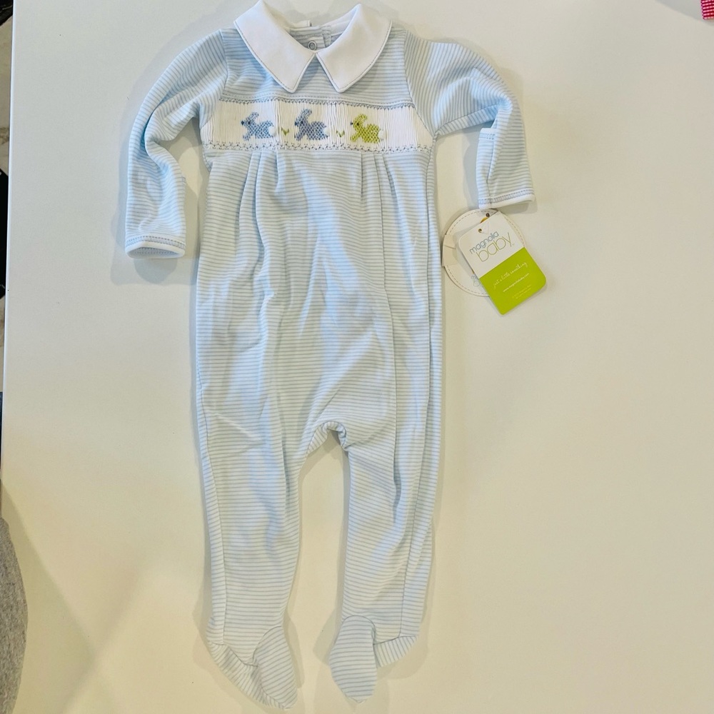 Smocked bunny footie